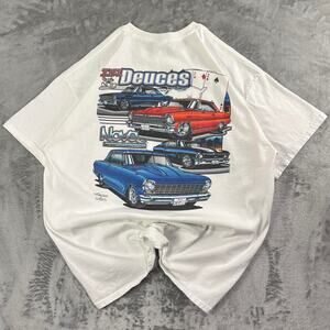 Vintage Lil Deuces Nova By Chevrolet Classic Car Graphic T-Shirt White XL